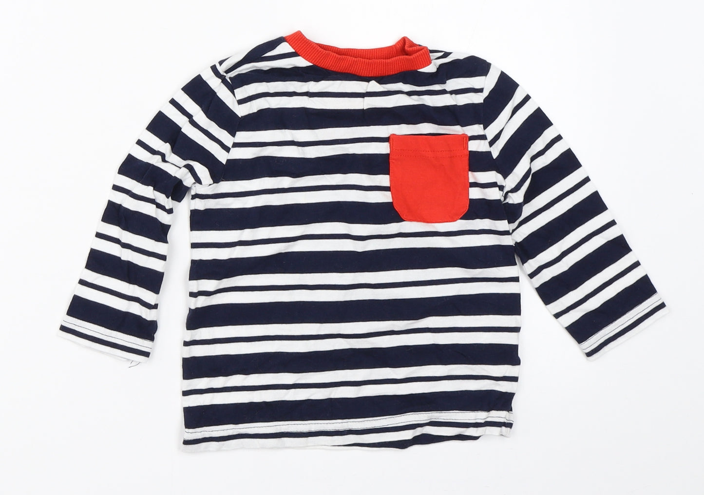 F&F Boys Blue Striped  Basic T-Shirt Size 12-18 Months