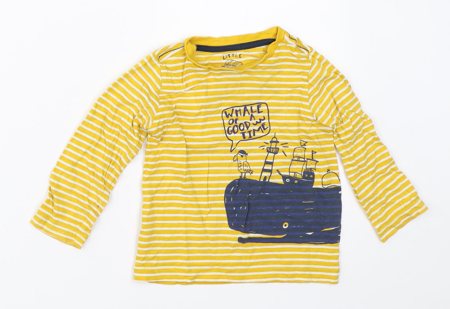 Mothercare Boys Yellow Striped  Basic T-Shirt Size 12-18 Months