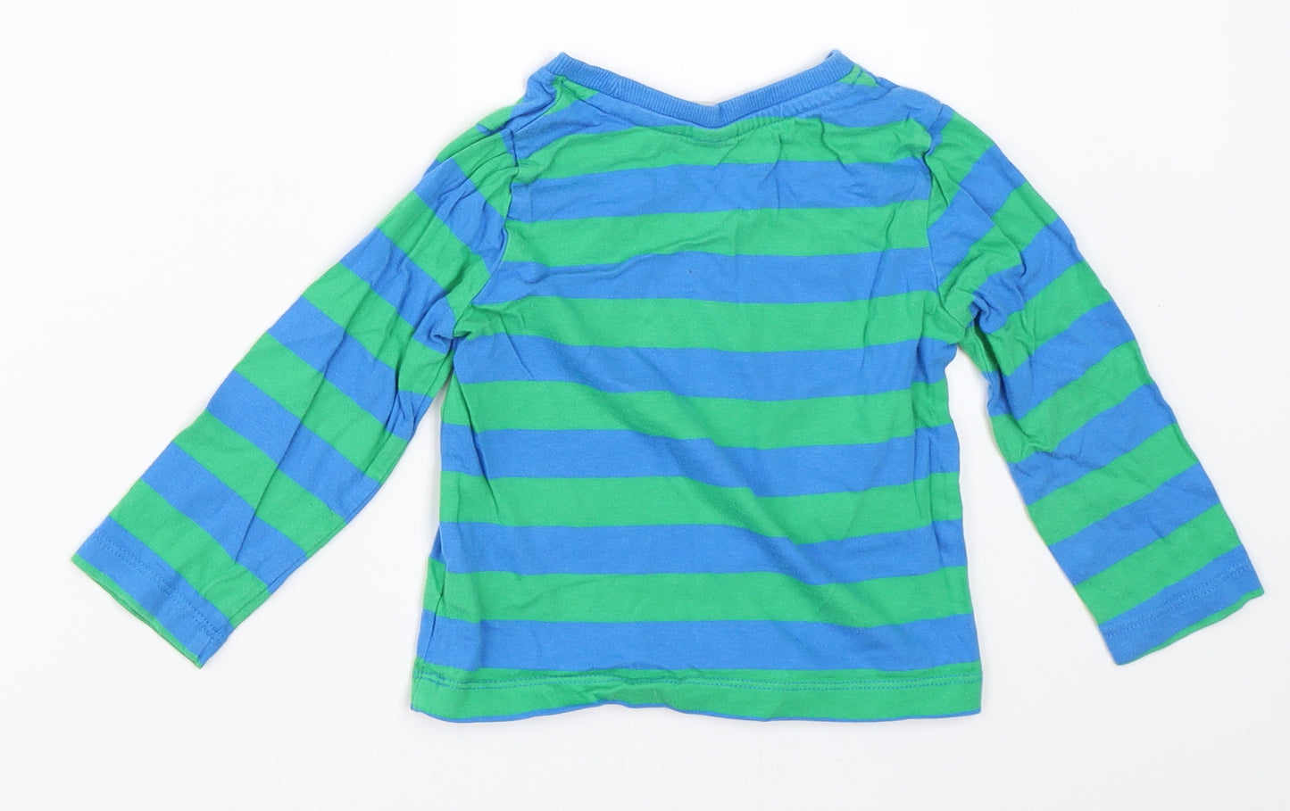 Mini Club Boys Green Striped  Basic T-Shirt Size 18-24 Months  - tractor