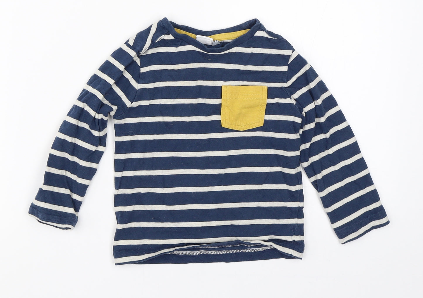Mini Club Boys Blue Striped  Basic T-Shirt Size 18-24 Months