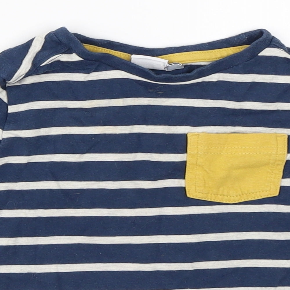 Mini Club Boys Blue Striped  Basic T-Shirt Size 18-24 Months