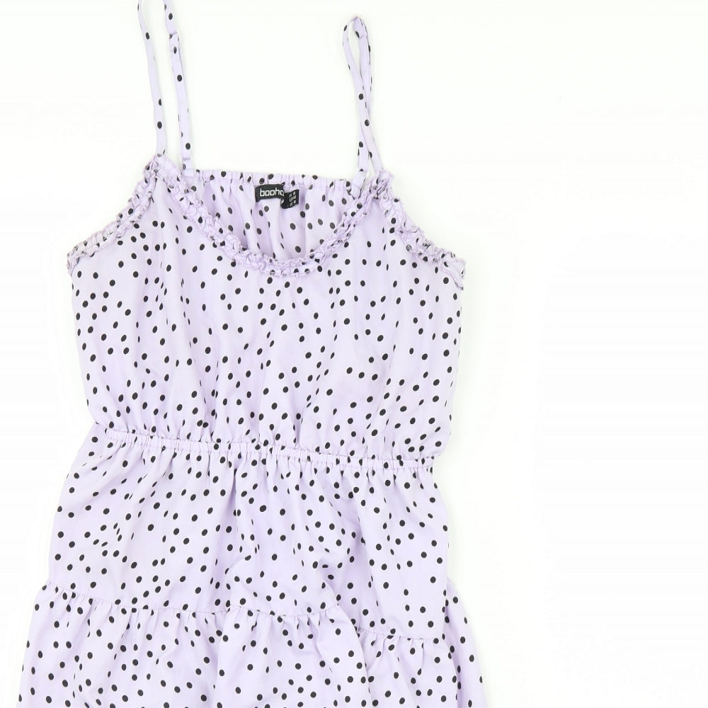Boohoo Womens Purple Polka Dot  Mini  Size 14
