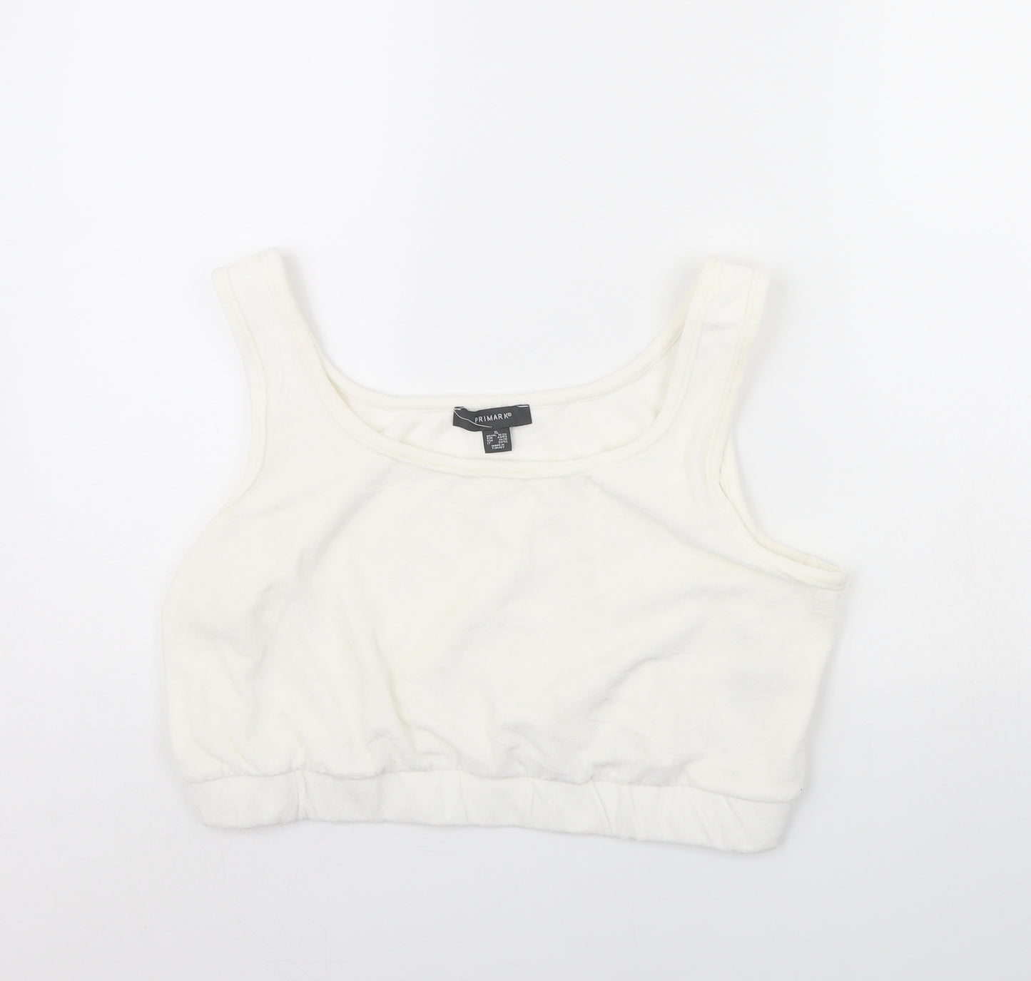 Primark Womens White   Cropped Tank Size XL  - Towel Texture