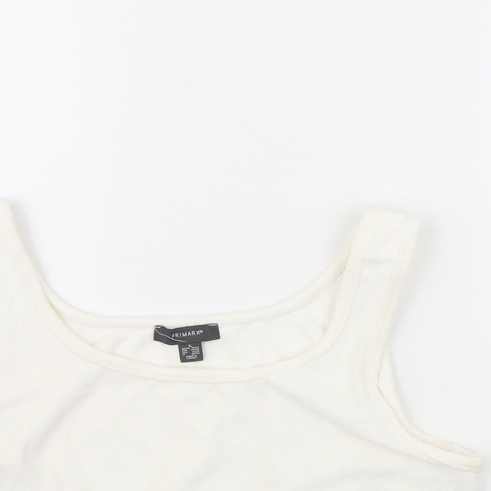 Primark Womens White   Cropped Tank Size XL  - Towel Texture