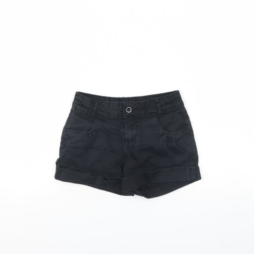 Preworn Girls Black  Denim Cut-Off Shorts Size 8 Years