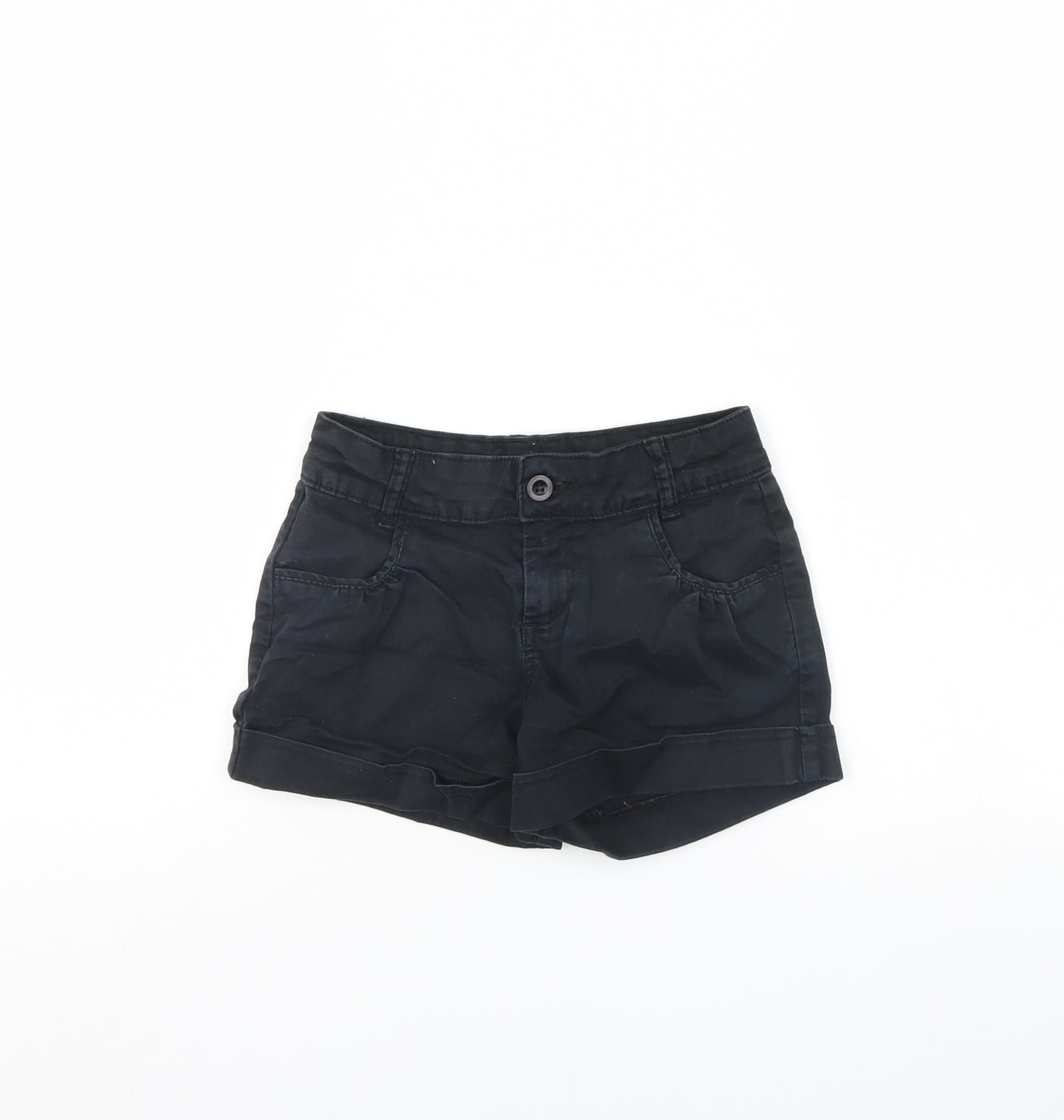 Preworn Girls Black  Denim Cut-Off Shorts Size 8 Years