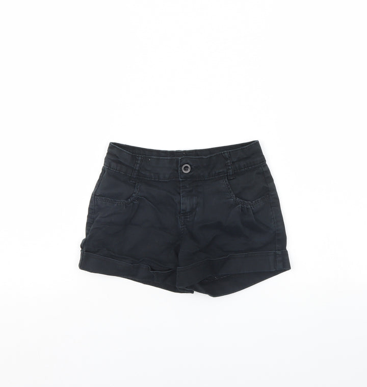 Preworn Girls Black  Denim Cut-Off Shorts Size 8 Years