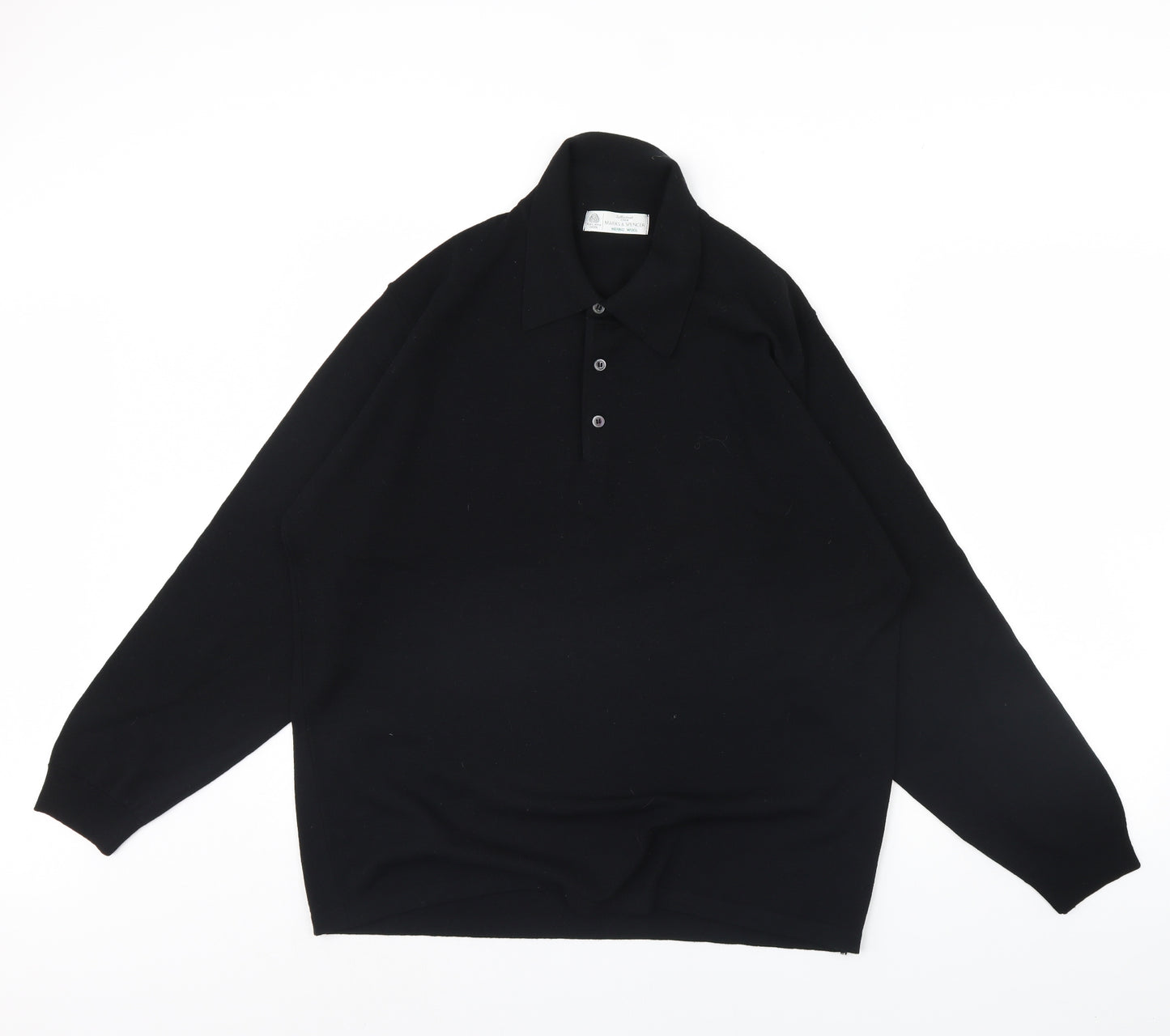 M&S Mens Black   Henley Jumper Size L