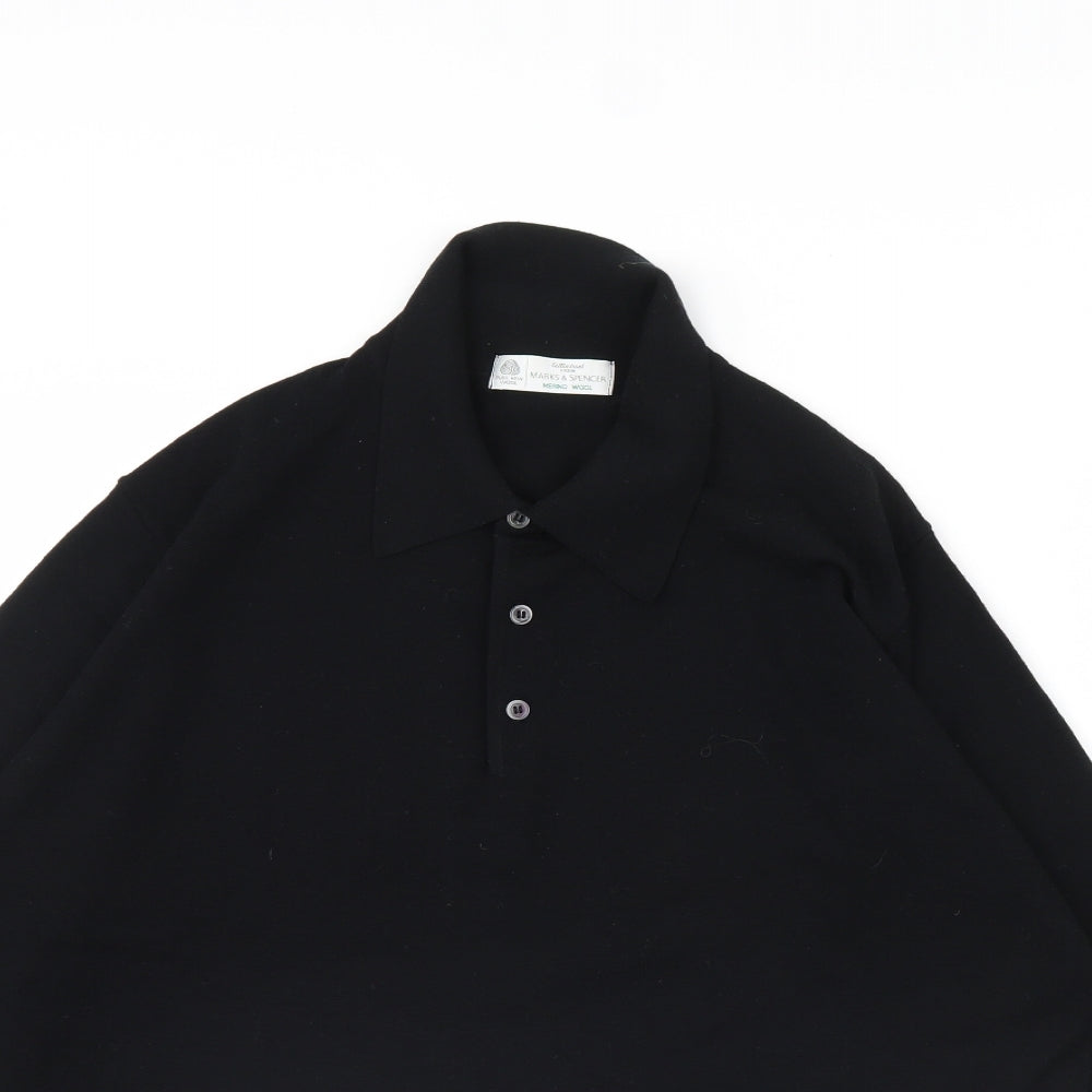 M&S Mens Black   Henley Jumper Size L