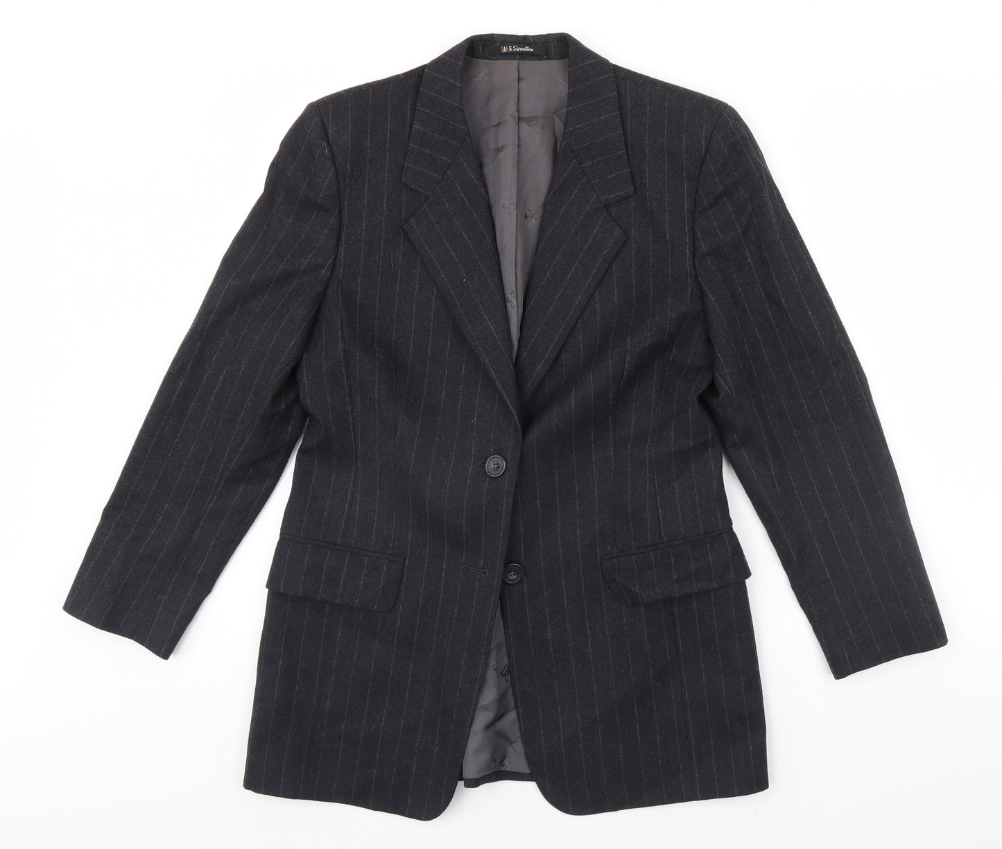 Preworn Mens Black Striped  Jacket Blazer Size 34  - Shoulder Pads