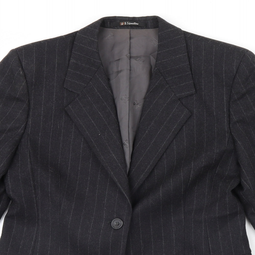Preworn Mens Black Striped  Jacket Blazer Size 34  - Shoulder Pads