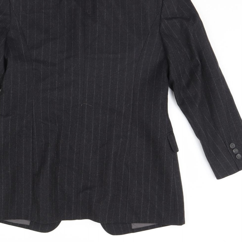 Preworn Mens Black Striped  Jacket Blazer Size 34  - Shoulder Pads