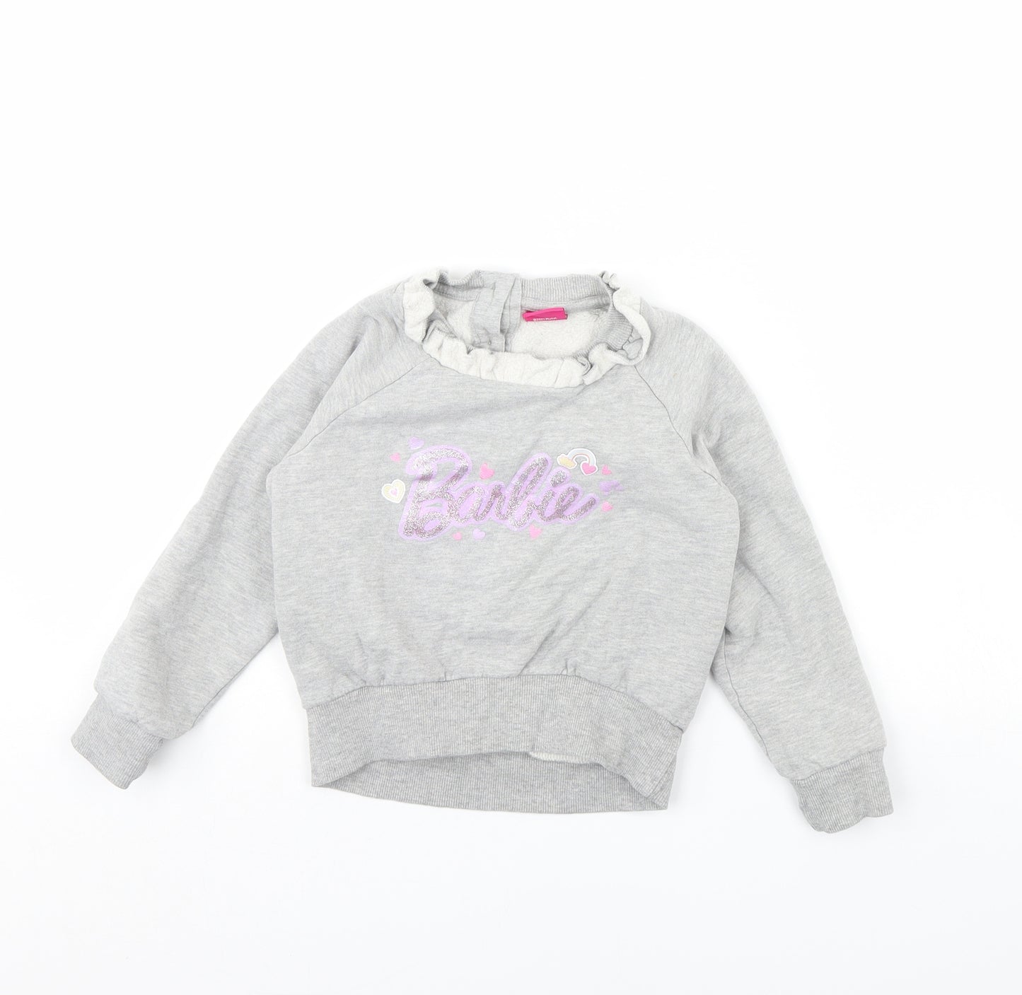 Preworn Girls Grey   Pullover Jumper Size 4 Years  - Barbie
