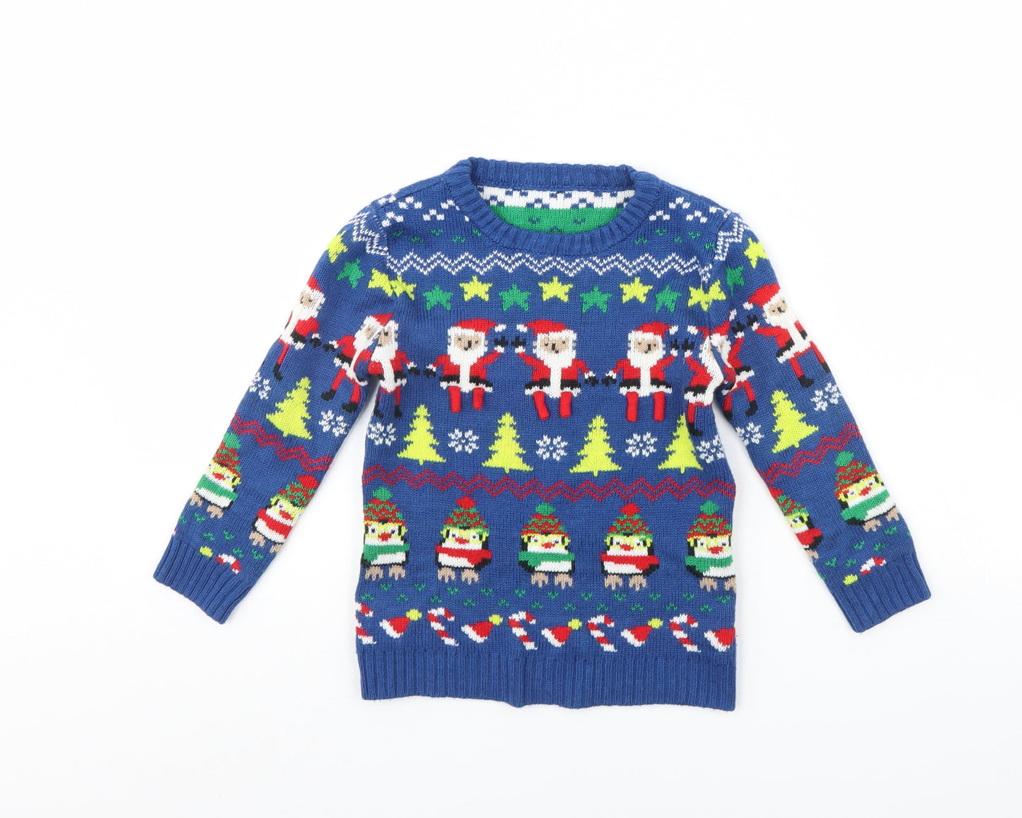 Preworn Boys Blue   Pullover Jumper Size 4 Years  - Christmas jumper