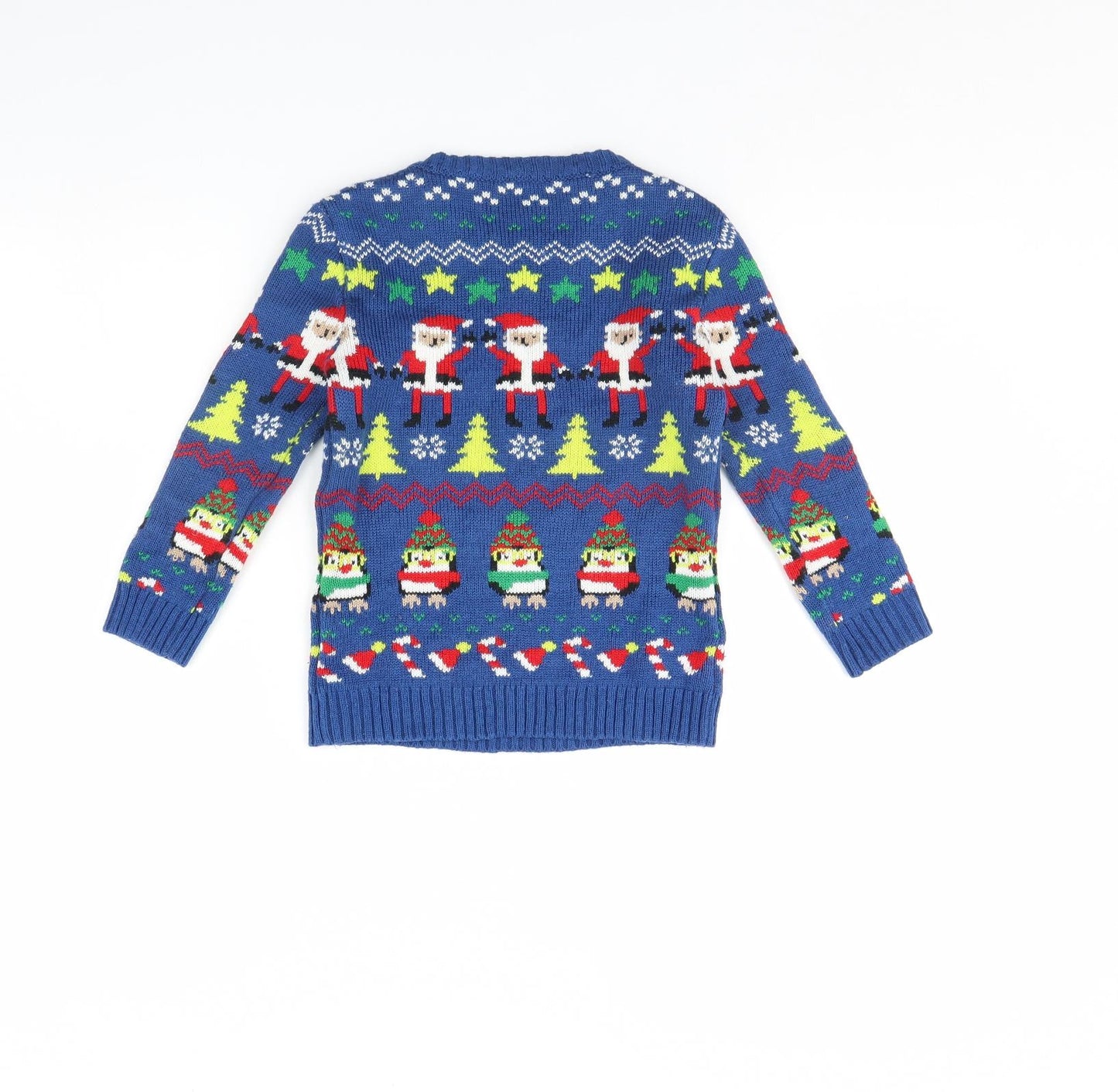 Preworn Boys Blue   Pullover Jumper Size 4 Years  - Christmas jumper