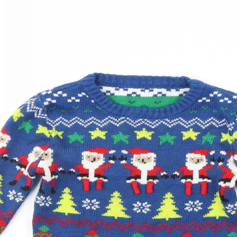 Preworn Boys Blue   Pullover Jumper Size 4 Years  - Christmas jumper