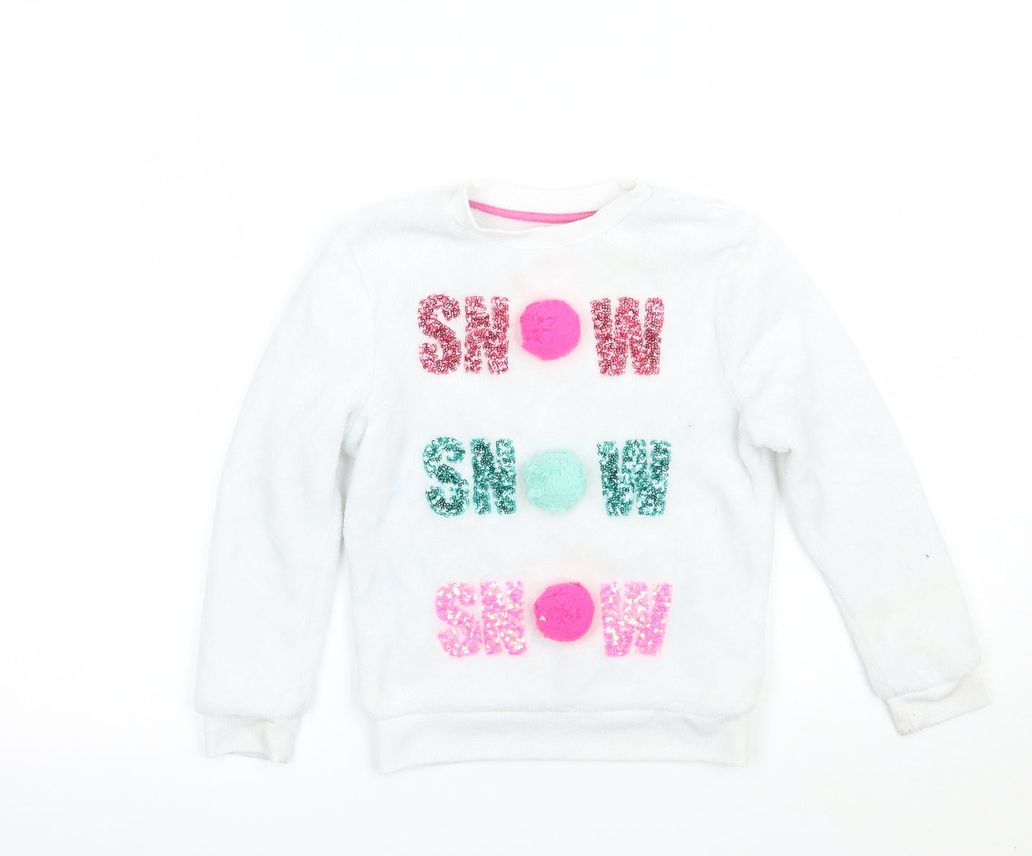 Georfge Girls White   Pullover Jumper Size 6-7 Years  - christmas
