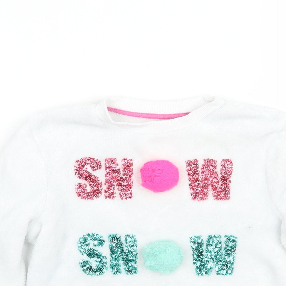 Georfge Girls White   Pullover Jumper Size 6-7 Years  - christmas