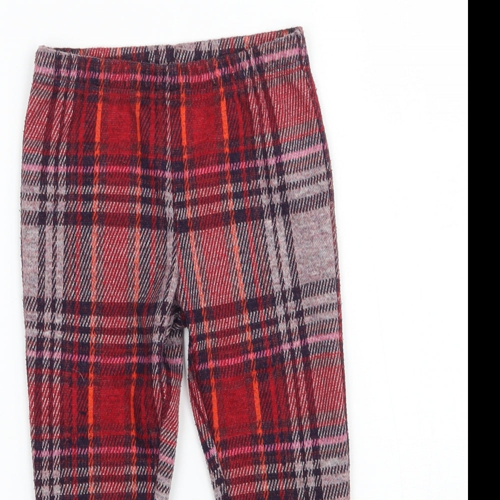 NEXT Girls Red Check  Jegging Trousers Size 3-4 Years