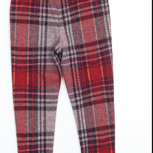 NEXT Girls Red Check  Jegging Trousers Size 3-4 Years
