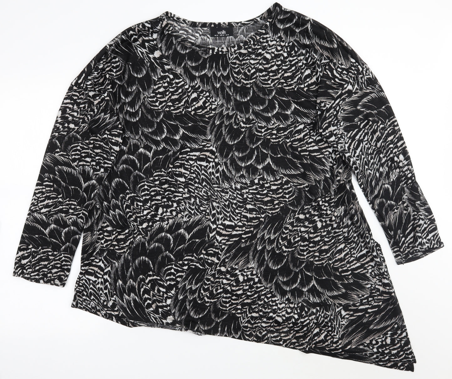 Walis Womens Black Floral  Basic Blouse Size XL
