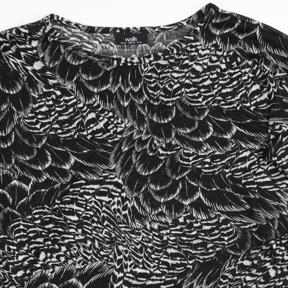 Walis Womens Black Floral  Basic Blouse Size XL