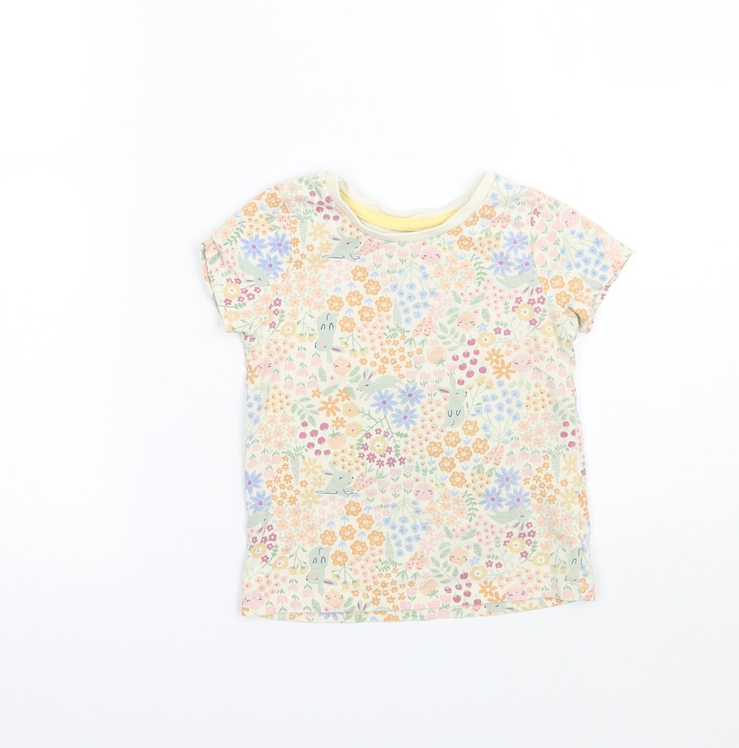 Nutmeg Girls Beige Floral  Basic T-Shirt Size 2-3 Years