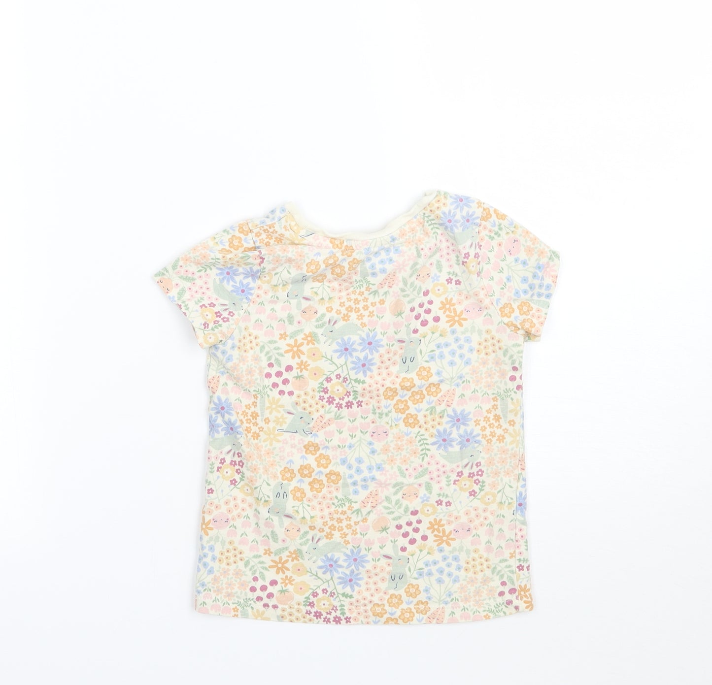 Nutmeg Girls Beige Floral  Basic T-Shirt Size 2-3 Years