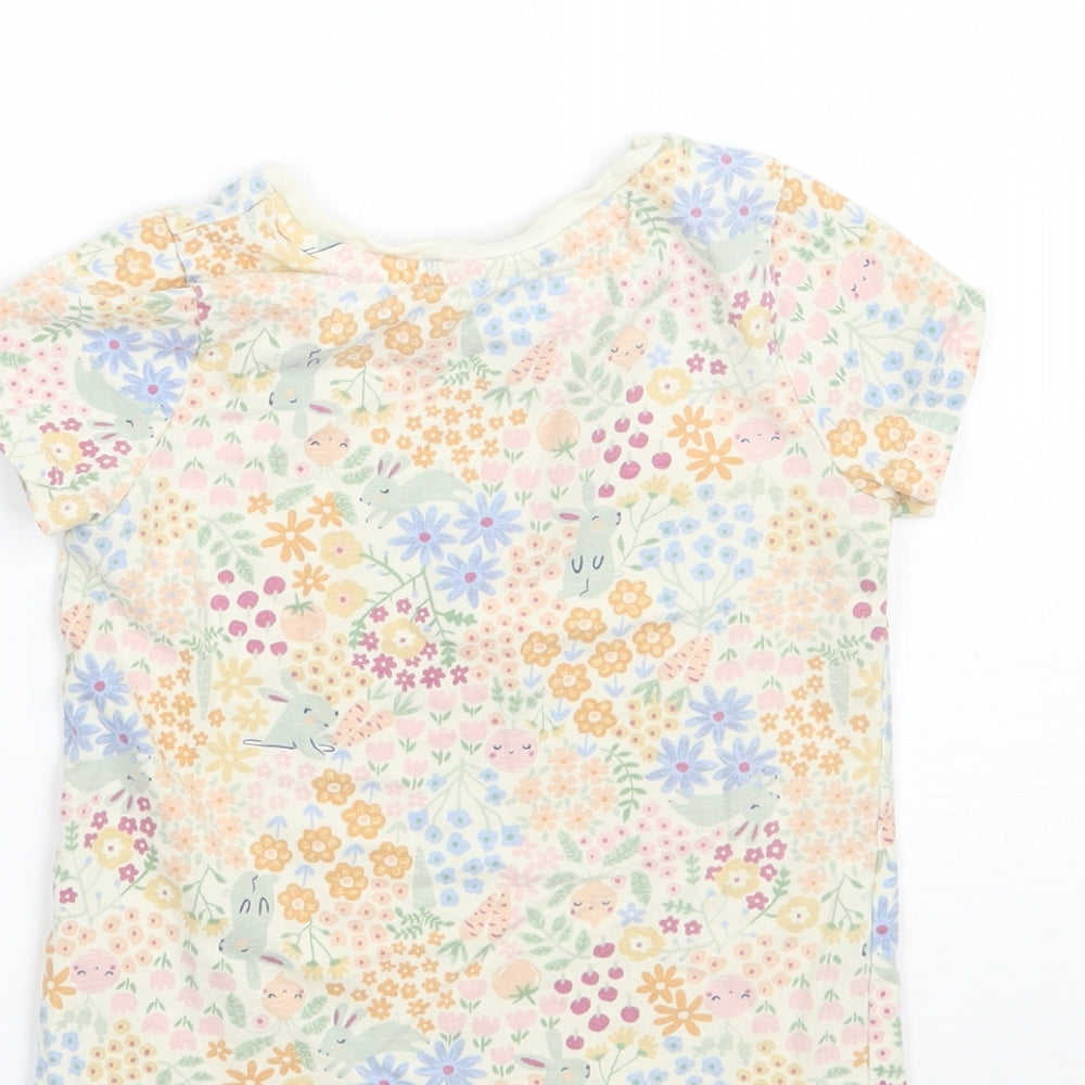 Nutmeg Girls Beige Floral  Basic T-Shirt Size 2-3 Years