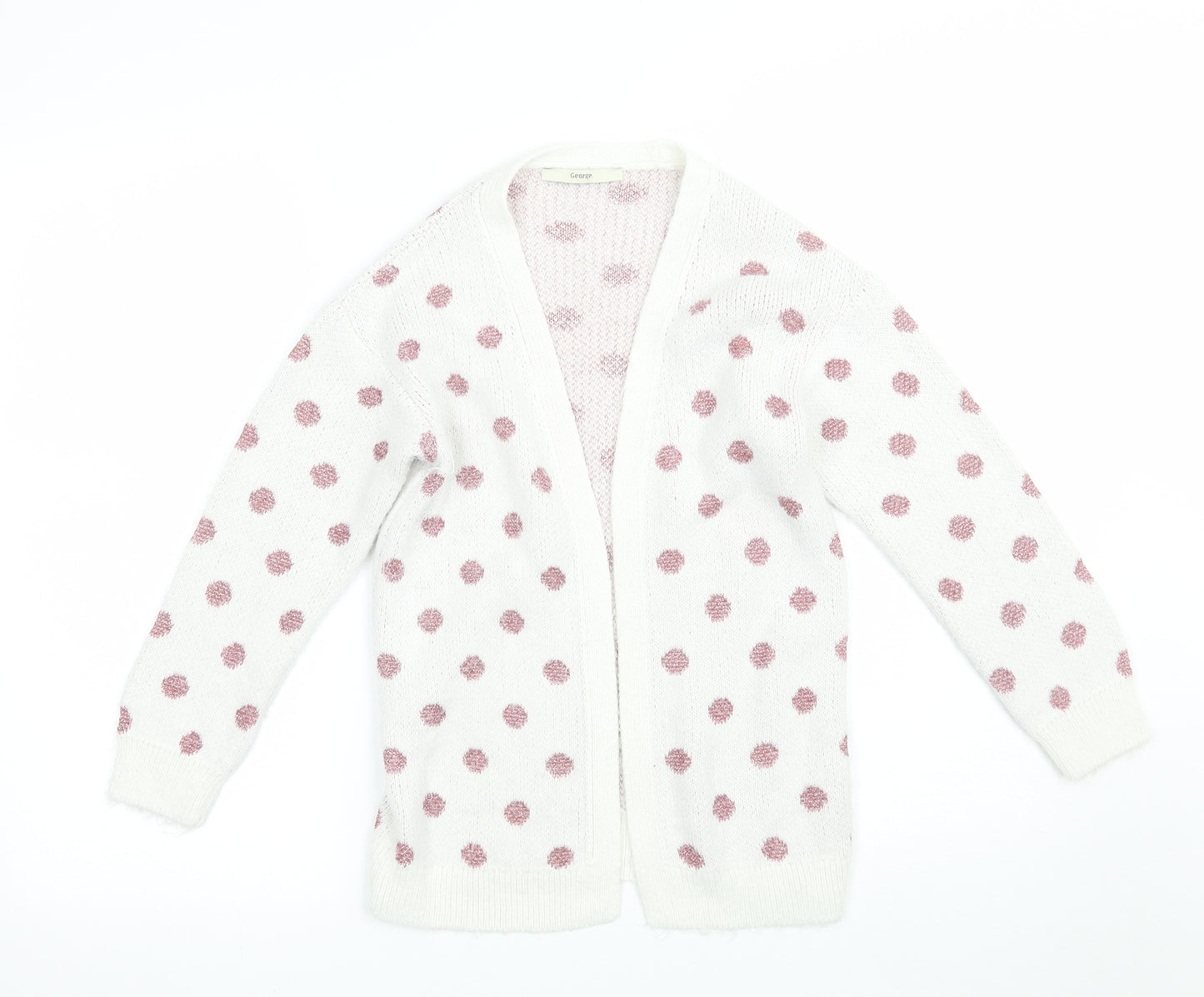 George Girls White Polka Dot  Cardigan Jumper Size 8-9 Years