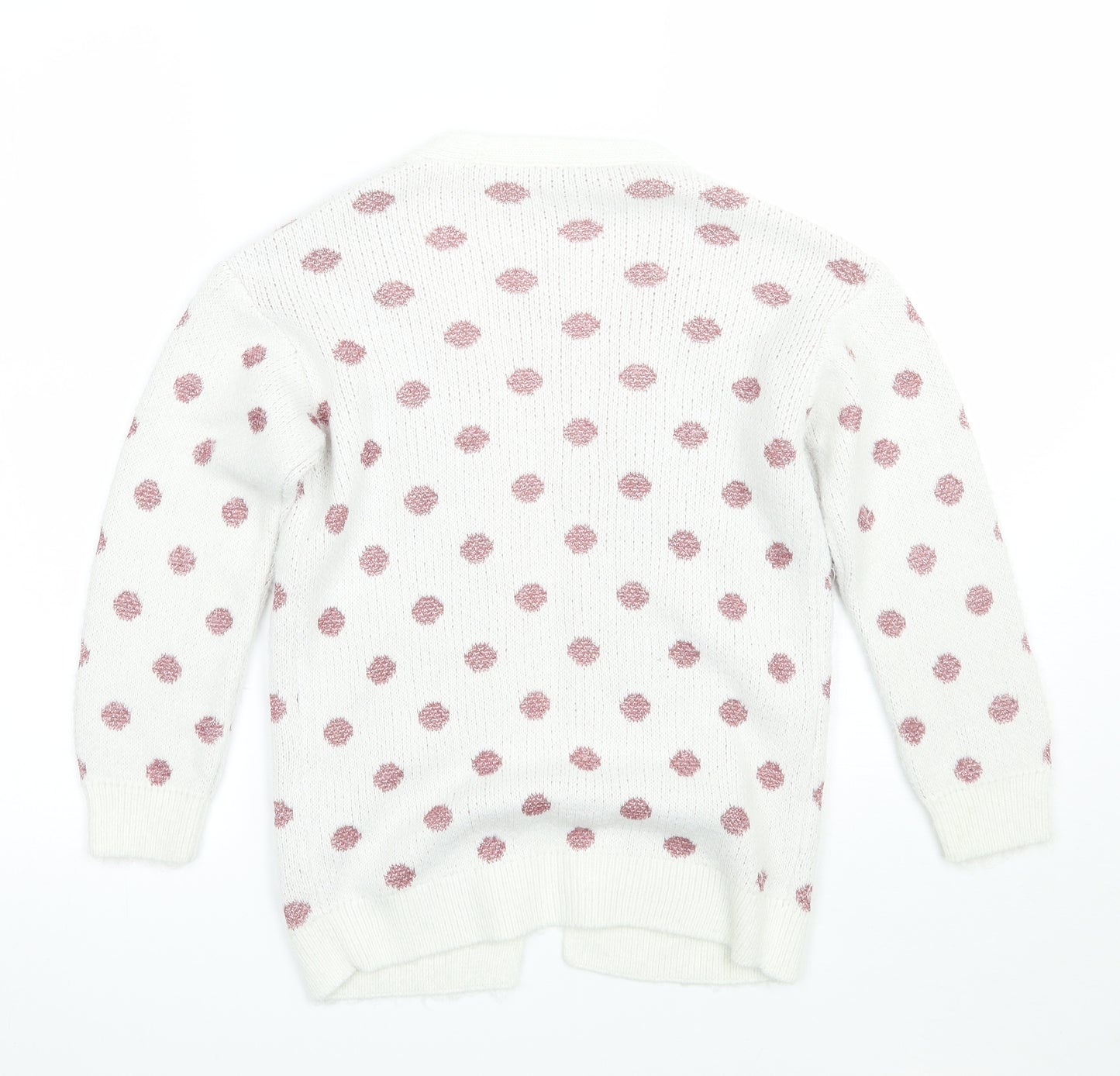George Girls White Polka Dot  Cardigan Jumper Size 8-9 Years