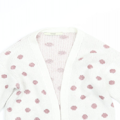 George Girls White Polka Dot  Cardigan Jumper Size 8-9 Years