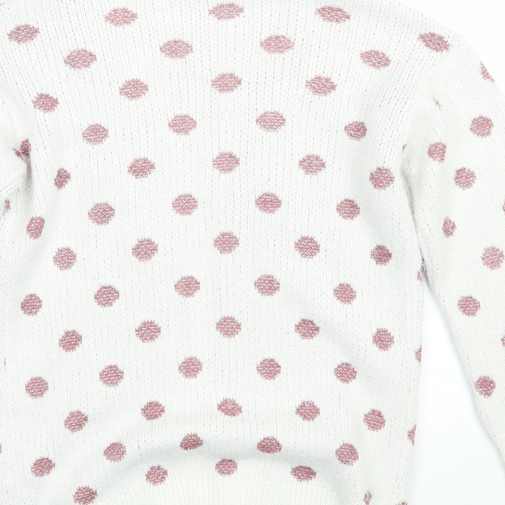 George Girls White Polka Dot  Cardigan Jumper Size 8-9 Years