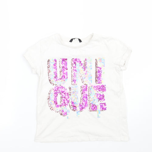 George Girls White   Basic T-Shirt Size 7-8 Years