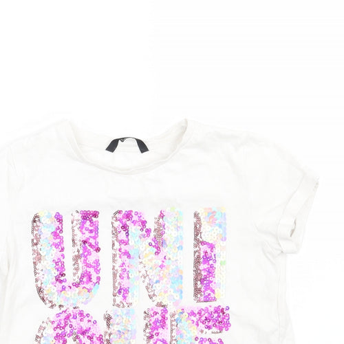 George Girls White   Basic T-Shirt Size 7-8 Years