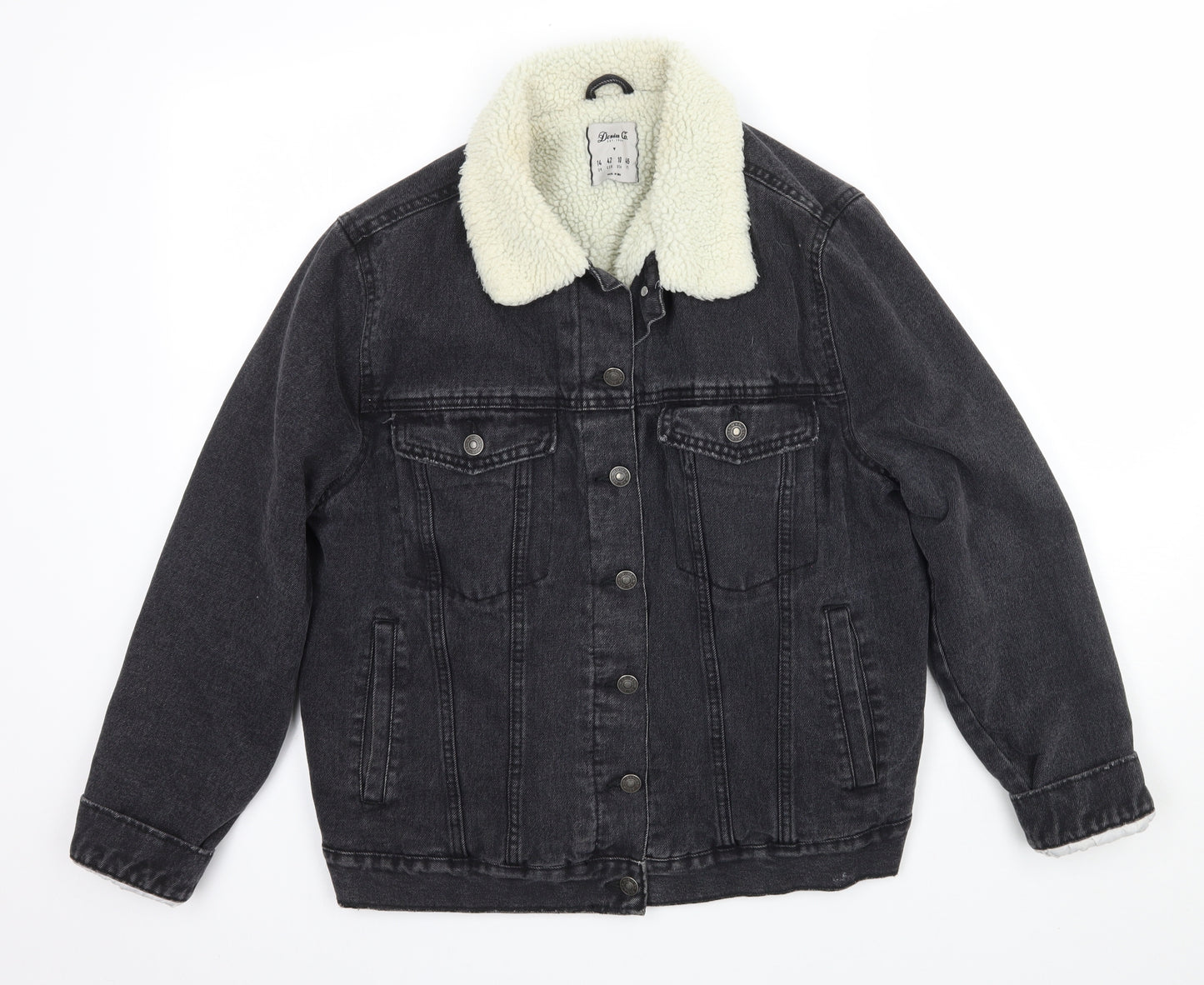 Denim & Co. Womens Black   Jacket Coat Size 14