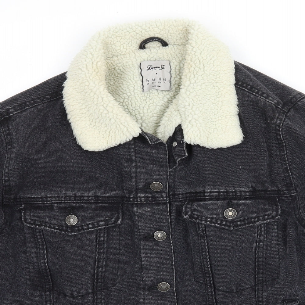 Denim & Co. Womens Black   Jacket Coat Size 14