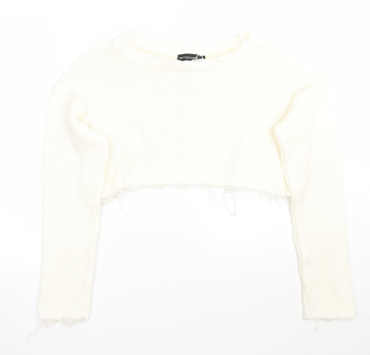 PRETTYLITTLETHING Womens White   Pullover Jumper Size S