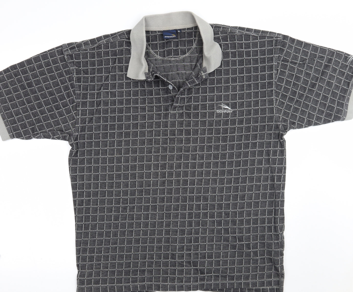 Donnay Mens Black Check   Polo Size XL
