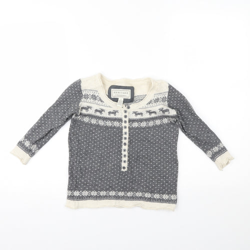 Heritage Girls Grey Polka Dot  Pullover Jumper Size S