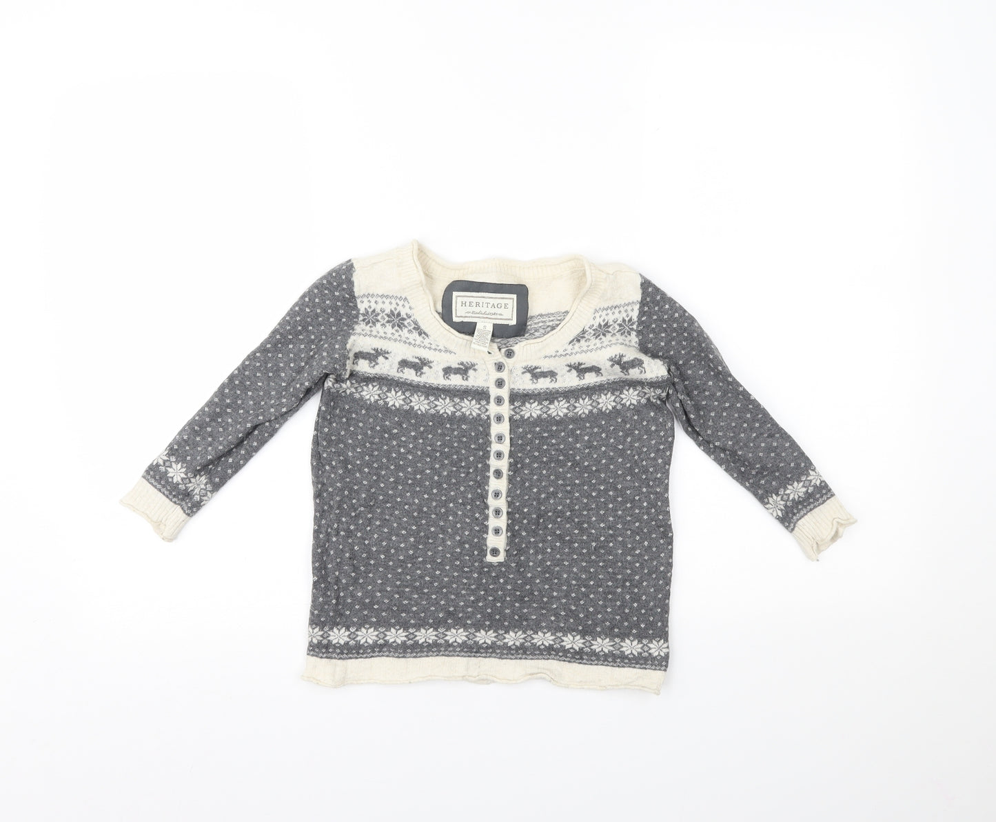 Heritage Girls Grey Polka Dot  Pullover Jumper Size S