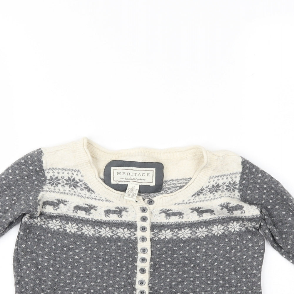 Heritage Girls Grey Polka Dot  Pullover Jumper Size S