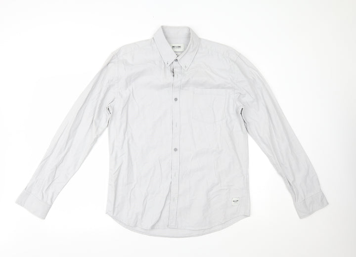 ONLY & SONS Mens Grey Button-Up Size L