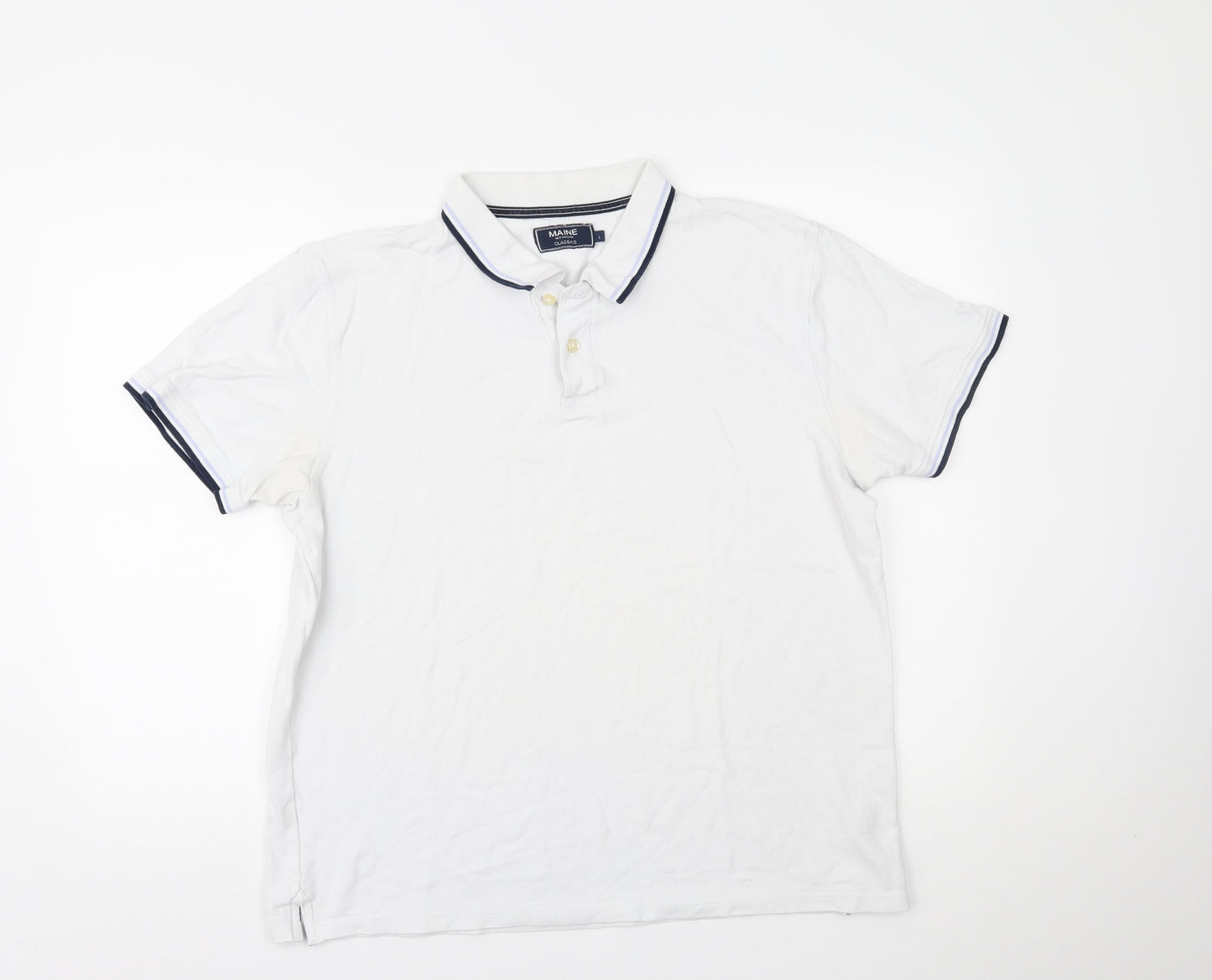 Maine New England Mens White    Polo Size L
