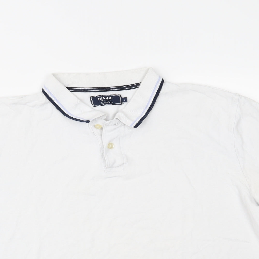 Maine New England Mens White    Polo Size L