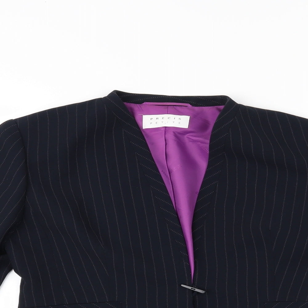 Precis Womens Black Pinstripe  Jacket Suit Jacket Size 8