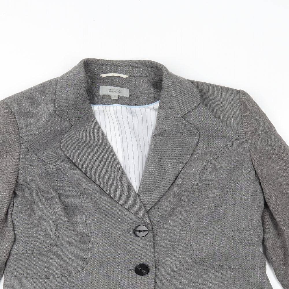 Marks and Spencer Womens Grey   Jacket Blazer Size 14