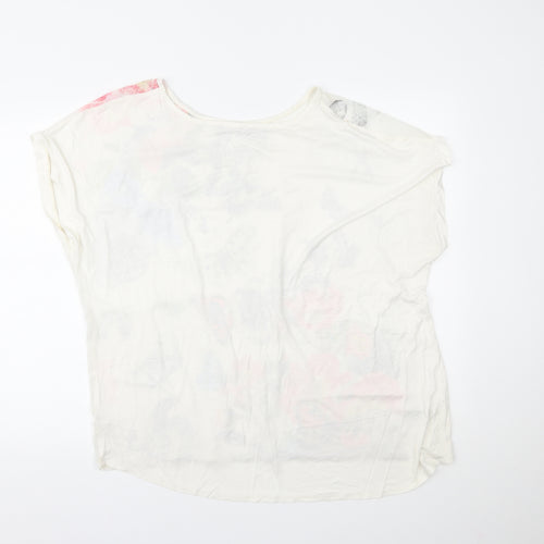George Womens White Floral   T-Shirt Size 18