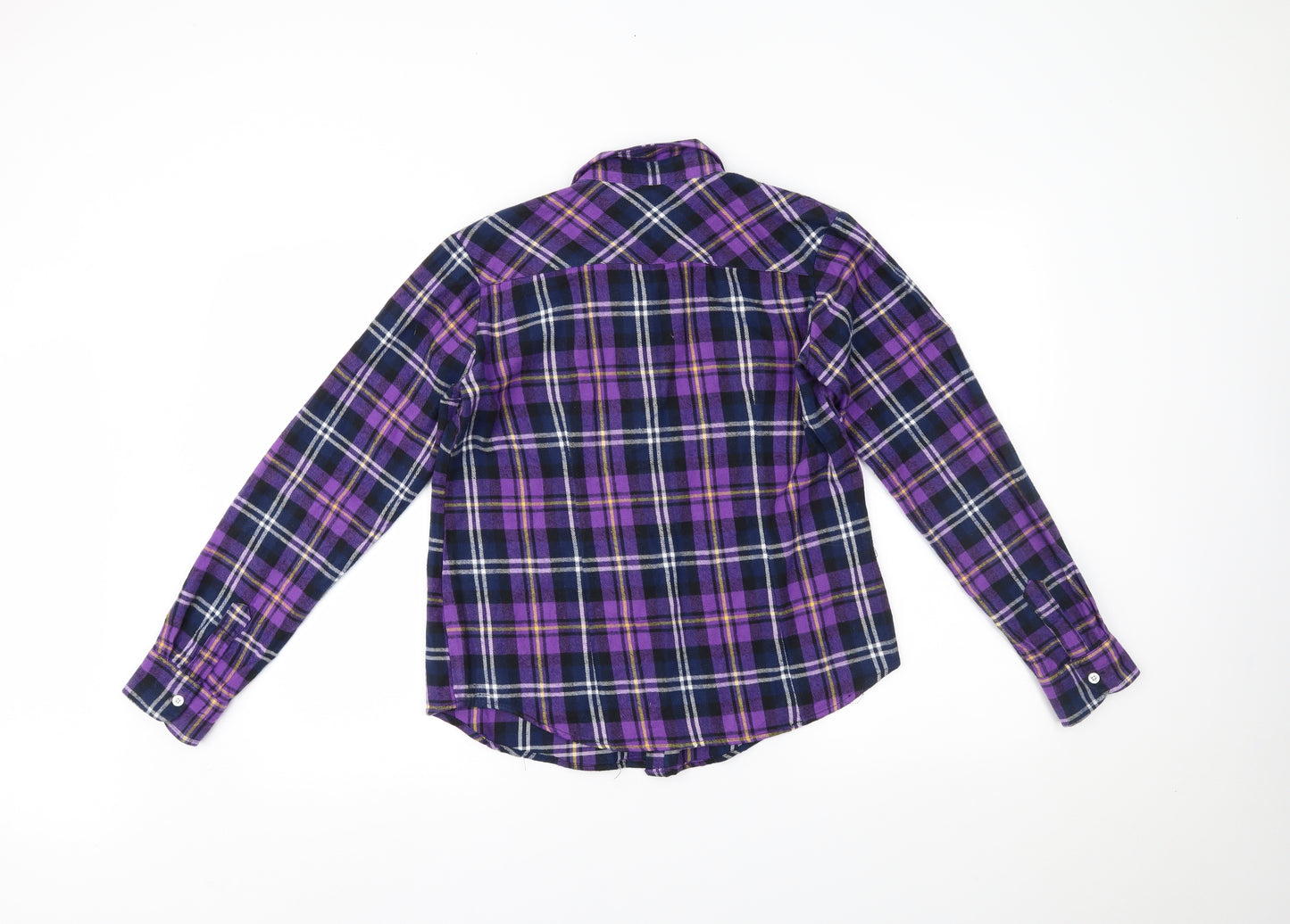 yafenglin Womens Purple Plaid  Basic Button-Up Size XL
