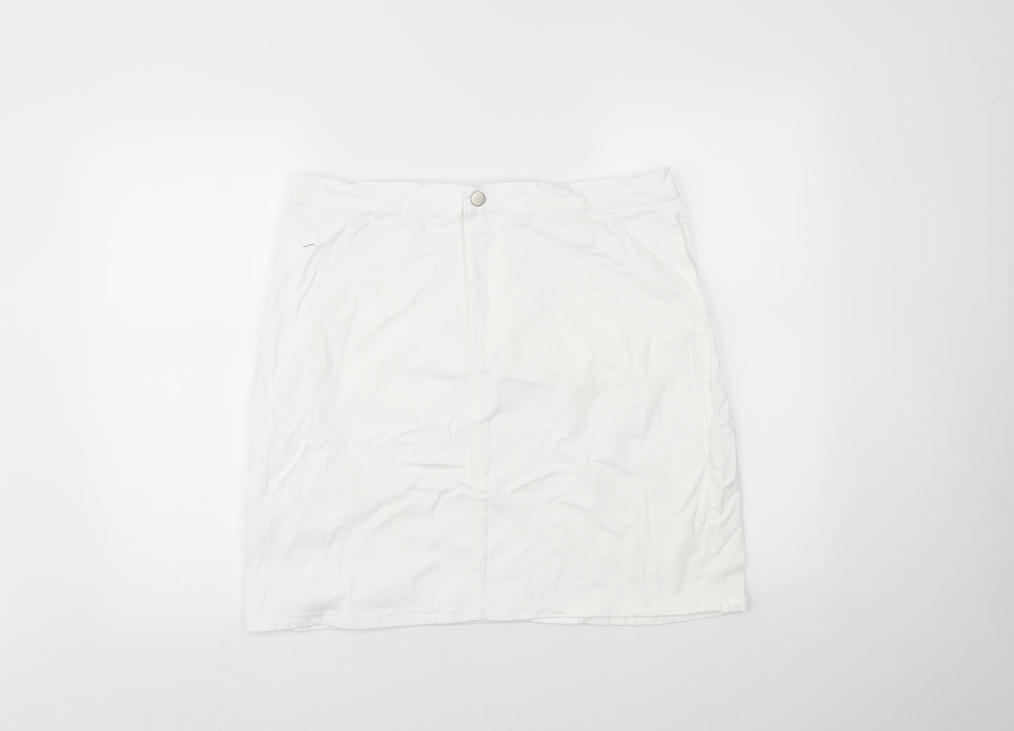 PRETTYLITTLETHING Womens White  Denim Mini Skirt Size 18